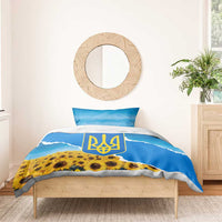 Ukraine Pride Bedding Set Map, Flag & Tryzub with Sunflower Field Patriotic