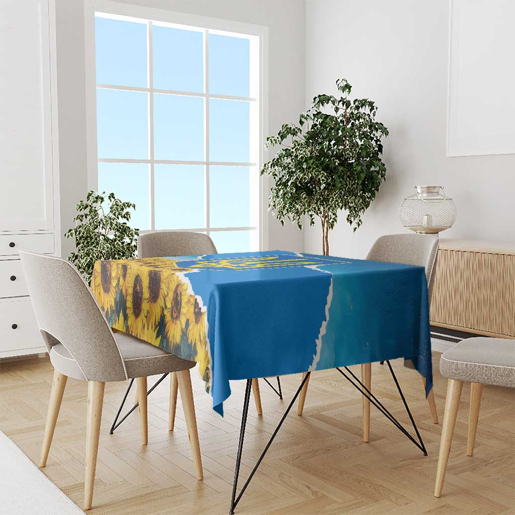 Ukraine Pride Tablecloth Map, Flag & Tryzub with Sunflower Field Patriotic
