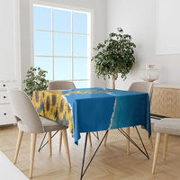 Ukraine Pride Tablecloth Map, Flag & Tryzub with Sunflower Field Patriotic