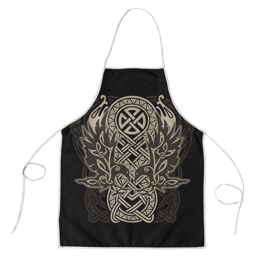 Celtic Trinity Knot Raven Emblem Apron Intricate Norse Tribal Knotwork Illustration