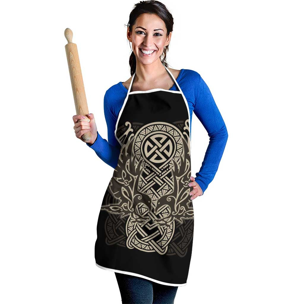 Celtic Trinity Knot Raven Emblem Apron Intricate Norse Tribal Knotwork Illustration