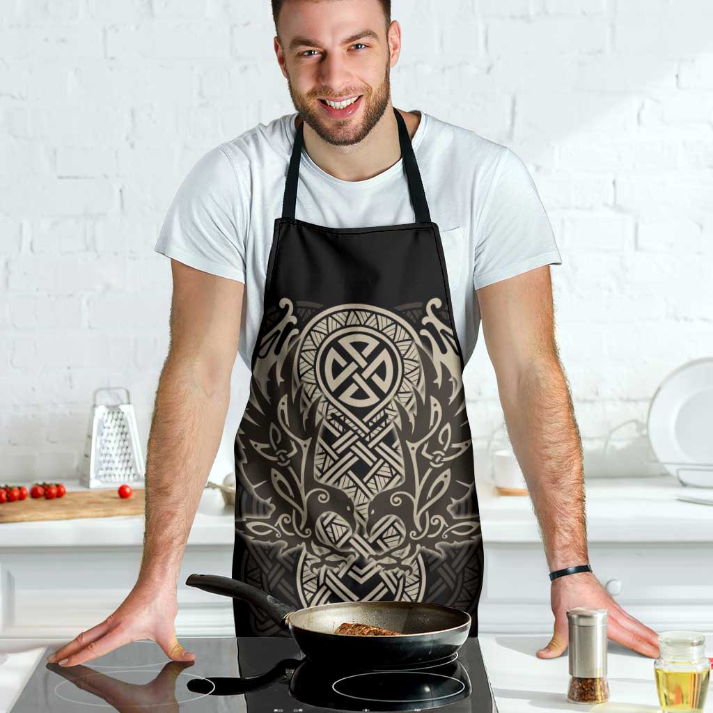 Celtic Trinity Knot Raven Emblem Apron Intricate Norse Tribal Knotwork Illustration
