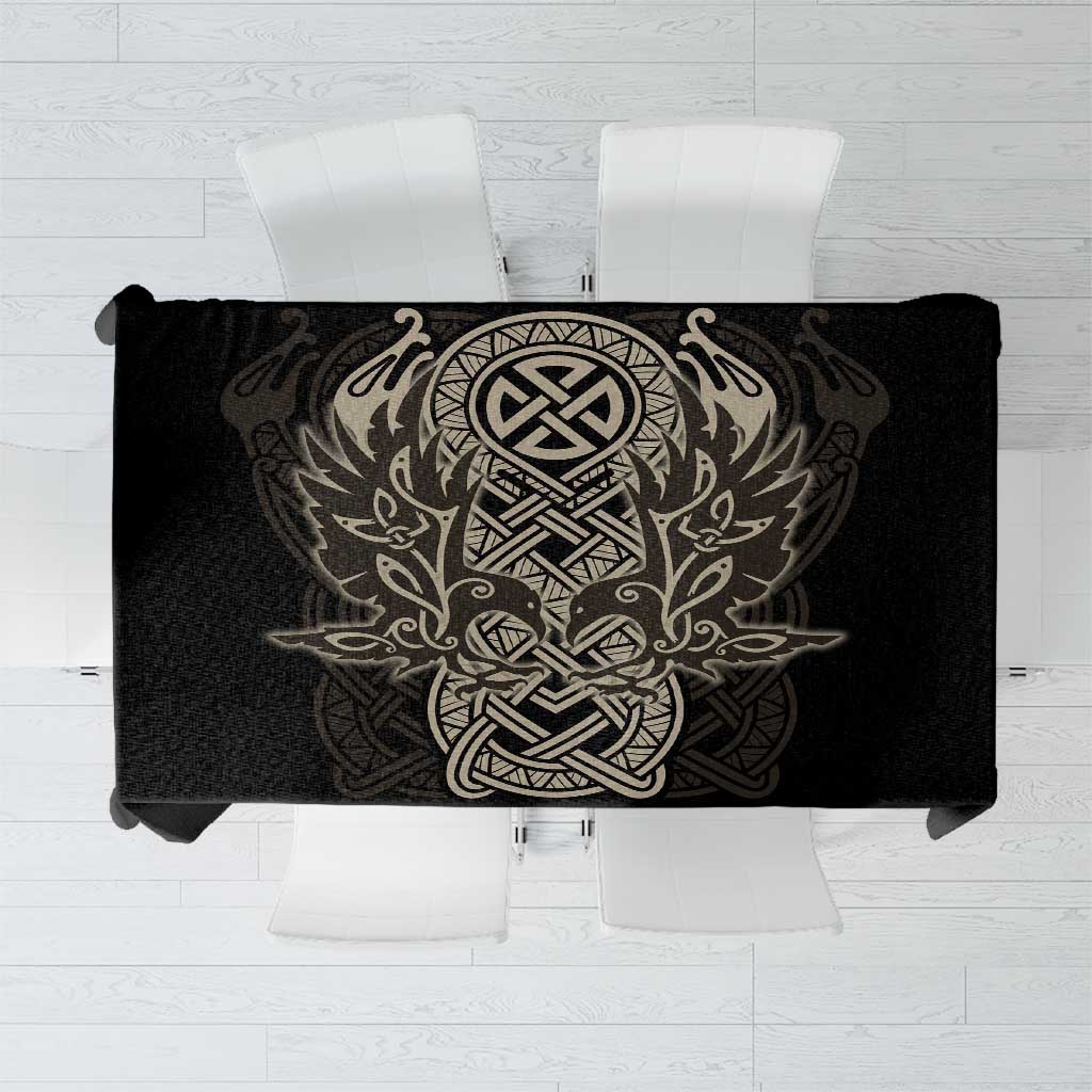 Celtic Trinity Knot Raven Emblem Tablecloth Intricate Norse Tribal Knotwork Illustration