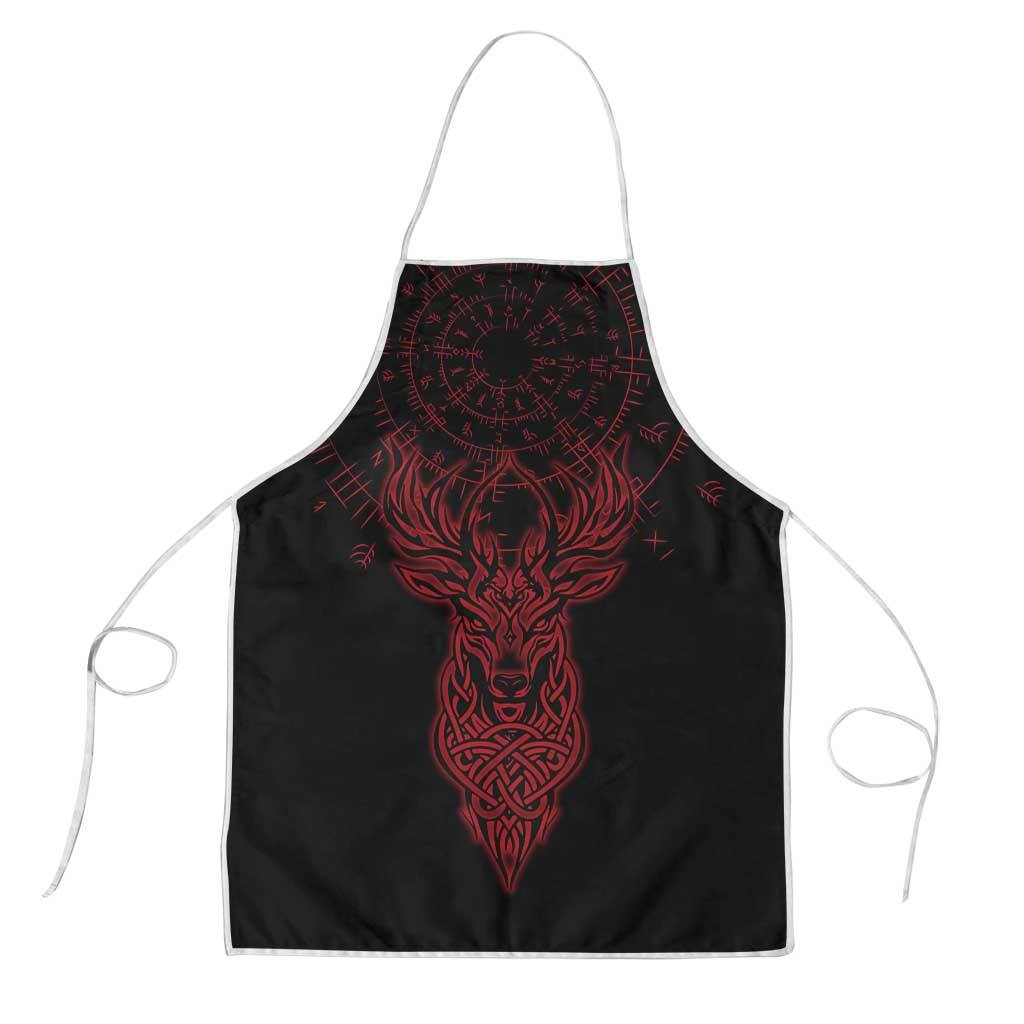 Viking Stag and Helm of Awe Symbol Apron Glowing Norse Runic Tribal Illustration