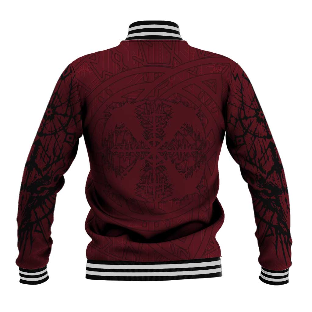 Demonic Skull Sigil Vikings Baseball Jacket Dark Gothic Rune Grunge Illustration