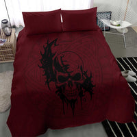 Demonic Skull Sigil Vikings Bedding Set Dark Gothic Rune Grunge Illustration