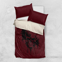 Demonic Skull Sigil Vikings Bedding Set Dark Gothic Rune Grunge Illustration