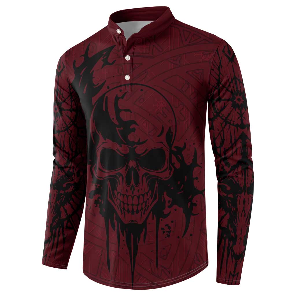 Demonic Skull Sigil Vikings Button Sweatshirt Dark Gothic Rune Grunge Illustration