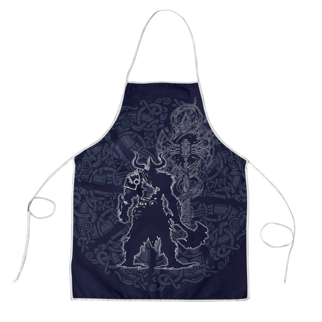 Odin Silhouette with Raven and Valknut Apron Nordic Mythology Line Art Illustration