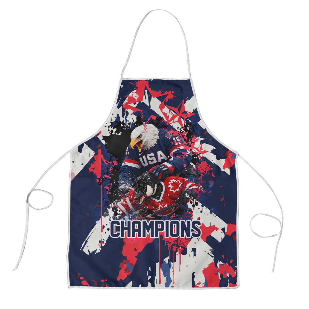 USA Ice Hockey Champions Eagle Apron Patriotic Paint Splash Graffiti Art