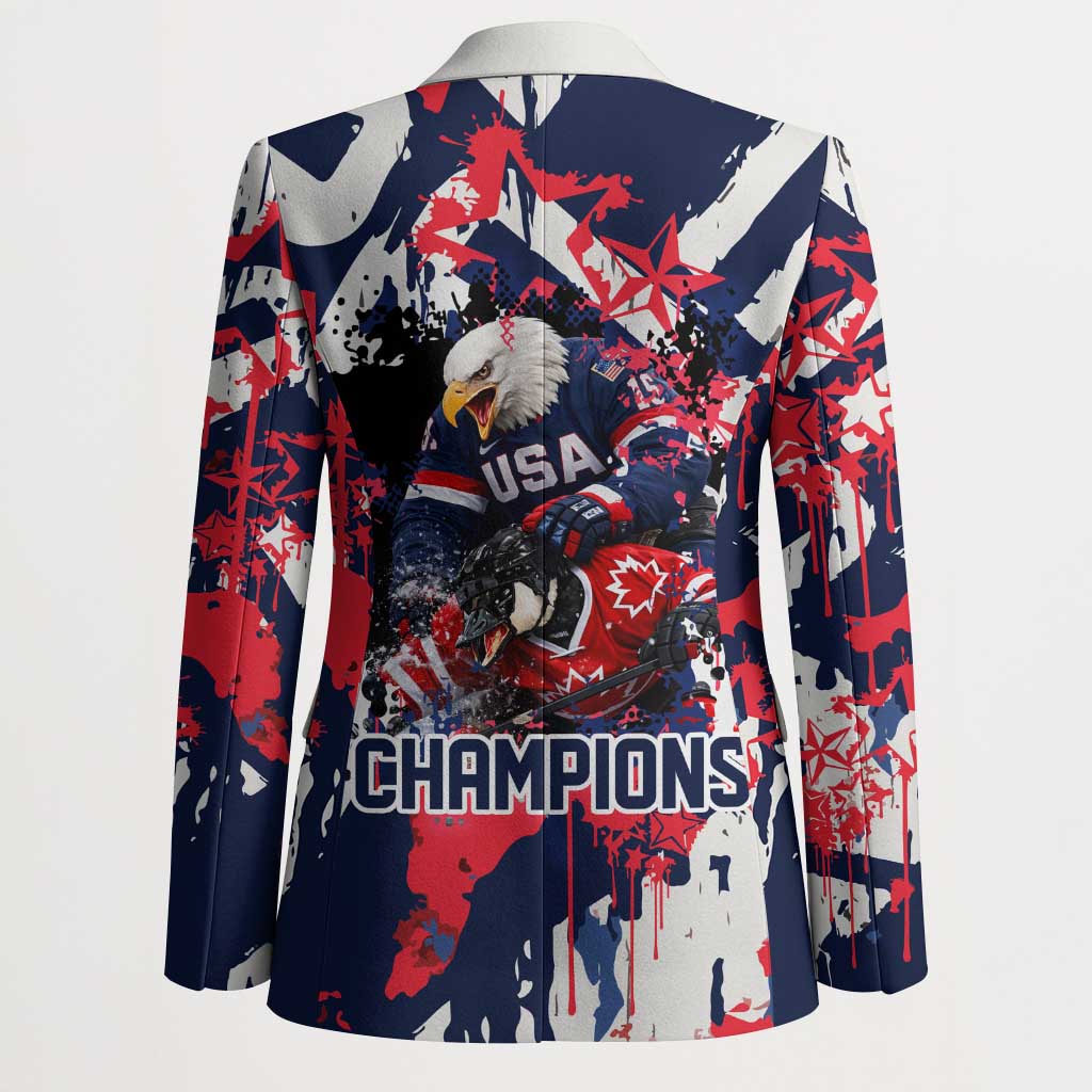 USA Ice Hockey Champions Eagle Blazer Patriotic Paint Splash Graffiti Art