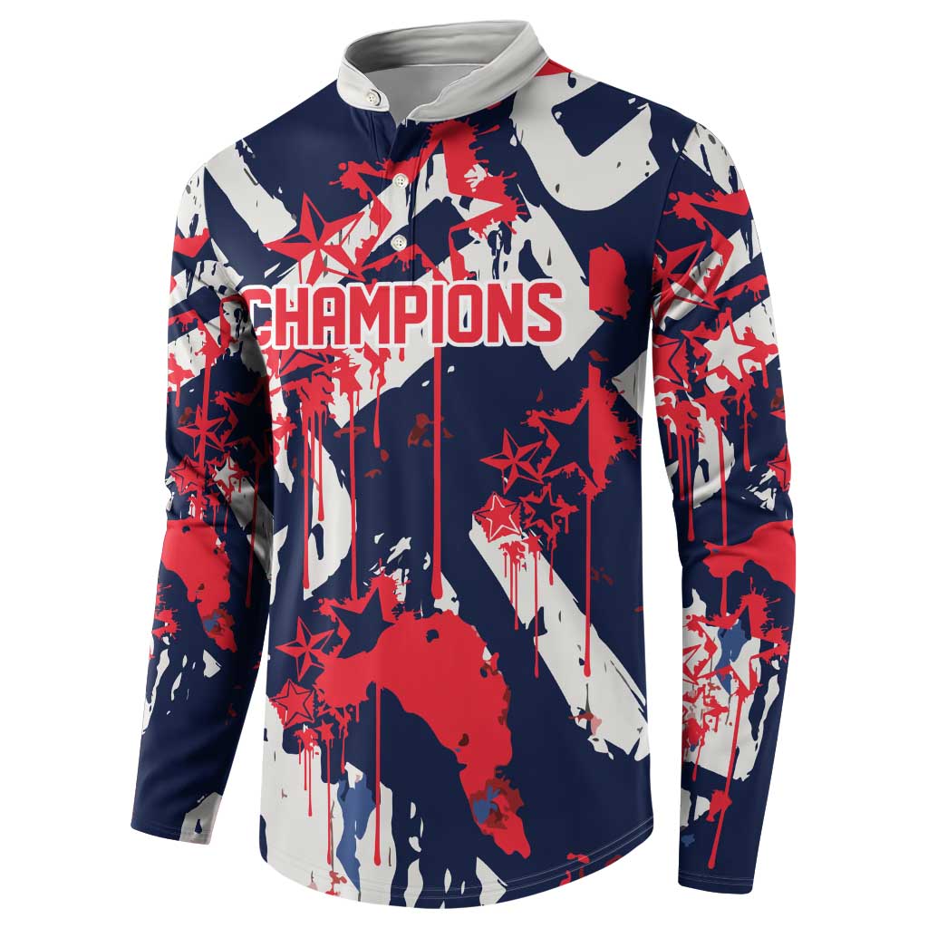 USA Ice Hockey Champions Eagle Button Sweatshirt Patriotic Paint Splash Graffiti Art