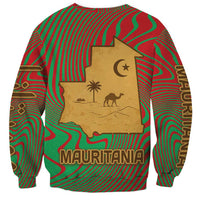Multicolor sweatshirt with back graphic desert map, camel, palm, crescent moon and MAURITANIA text