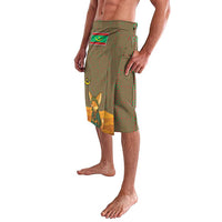 Multicolor lavalava wrap skirt with fennec fox graphic and textured border
