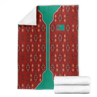 Turkmenistan Traditional Carpet Pattern Blanket with National Flag