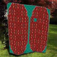 Turkmenistan Traditional Carpet Pattern Quilt with National Flag