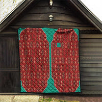 Turkmenistan Traditional Carpet Pattern Quilt with National Flag