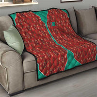 Turkmenistan Traditional Carpet Pattern Quilt with National Flag