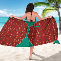 Turkmenistan Traditional Carpet Pattern Sarong with National Flag