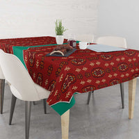 Turkmenistan Traditional Carpet Pattern Tablecloth with National Flag