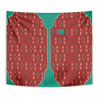 Turkmenistan Traditional Carpet Pattern Tapestry with National Flag