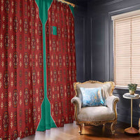 Turkmenistan Traditional Carpet Pattern Window Curtain with National Flag