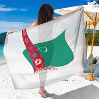Turkmenistan flag sarong with green crescent and red emblem stripe