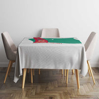 Turkmenistan Flag Tablecloth with National Emblem and Carpet Stripe Design
