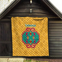 Turkmenistan Traditional Carpet Motif Quilt with Ethnic Pattern Design