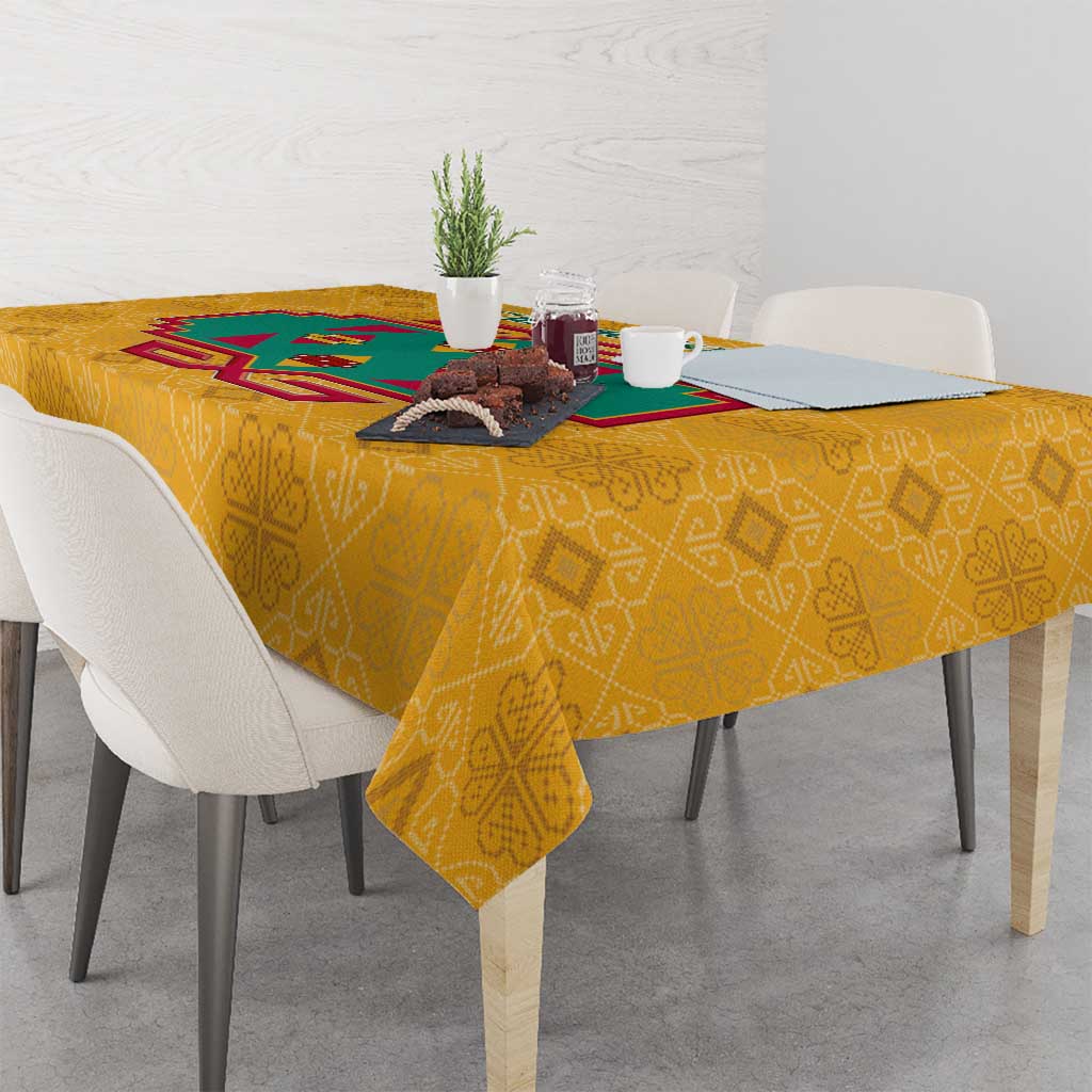 Turkmenistan Traditional Carpet Motif Tablecloth with Ethnic Pattern Design