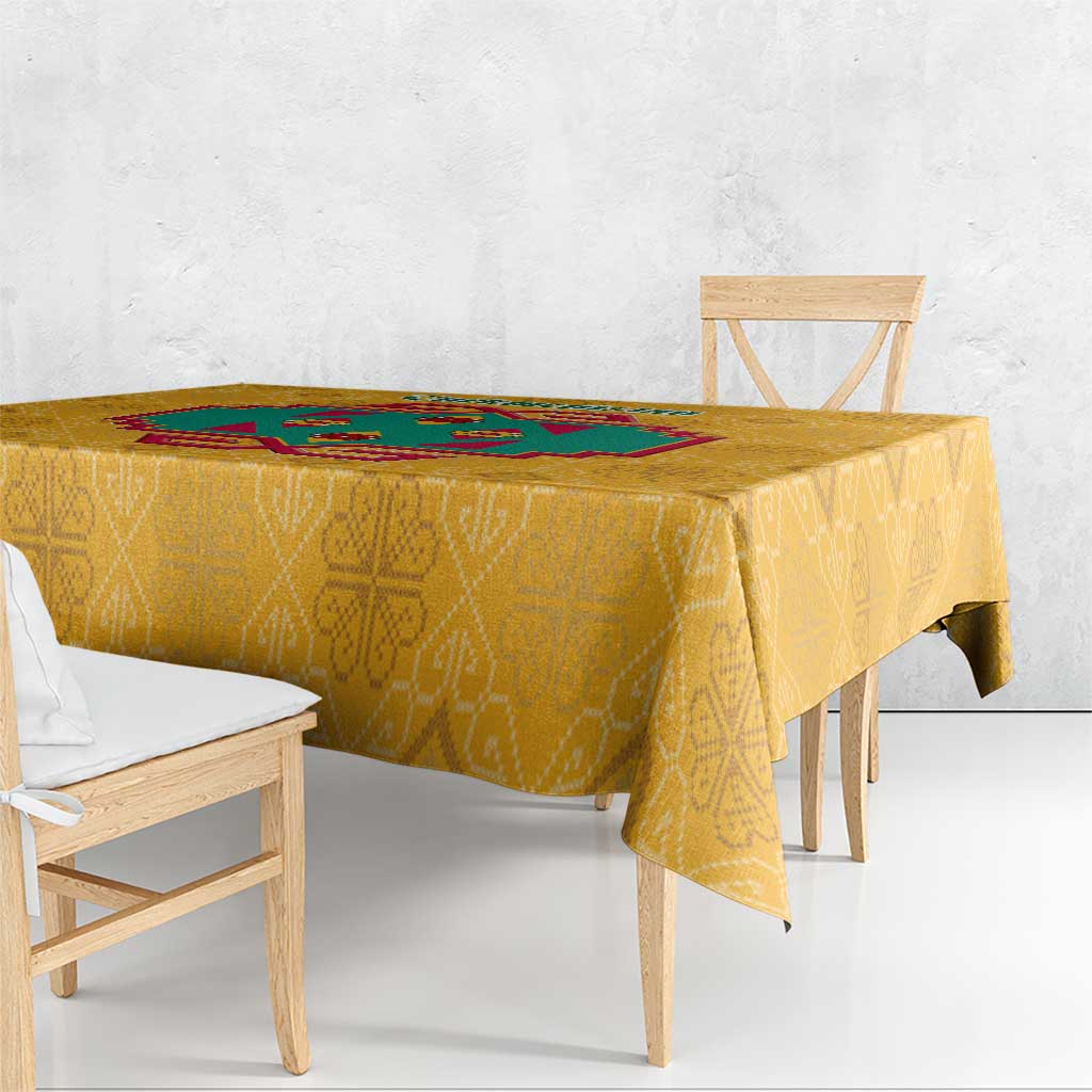 Turkmenistan Traditional Carpet Motif Tablecloth with Ethnic Pattern Design