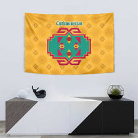 Turkmenistan Traditional Carpet Motif Tapestry with Ethnic Pattern Design