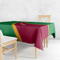 Turkmenistan Green Tablecloth with Crescent Moon and State Emblem Design