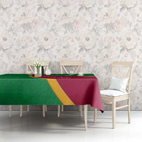 Turkmenistan Green Tablecloth with Crescent Moon and State Emblem Design