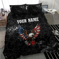 American Eagle Bowling Bedding Set with Distressed Flag and Grunge Pattern in Red White and Blue - Wonder Print Shop