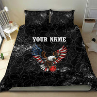 American Eagle Bowling Bedding Set with Distressed Flag and Grunge Pattern in Red White and Blue - Wonder Print Shop
