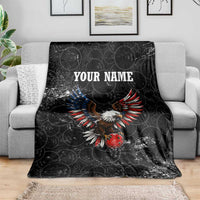 American Eagle Bowling Blanket with Distressed Flag and Grunge Pattern in Red White and Blue - Wonder Print Shop