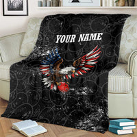 American Eagle Bowling Blanket with Distressed Flag and Grunge Pattern in Red White and Blue - Wonder Print Shop