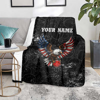 American Eagle Bowling Blanket with Distressed Flag and Grunge Pattern in Red White and Blue - Wonder Print Shop