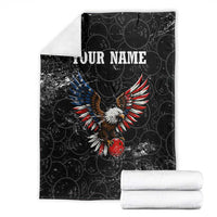 American Eagle Bowling Blanket with Distressed Flag and Grunge Pattern in Red White and Blue - Wonder Print Shop
