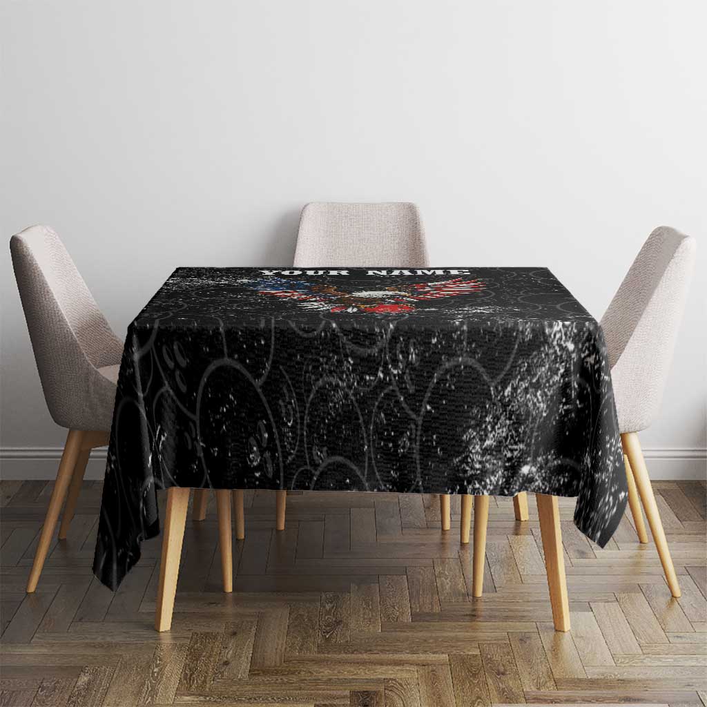 American Eagle Bowling Tablecloth with Distressed Flag and Grunge Pattern in Red White and Blue - Wonder Print Shop