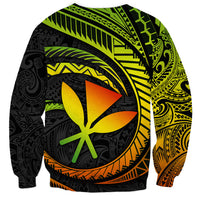 Unisex crewneck sweatshirt, black with neon green/yellow/orange tribal swirl and flower graphic