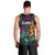 Hawaii Polynesian Men Tank Top with Tribal Hammerhead Sharks and Hibiscus Black - Wonder Print Shop