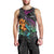 Hawaii Polynesian Men Tank Top with Tribal Hammerhead Sharks and Hibiscus Black - Wonder Print Shop