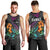 Hawaii Polynesian Men Tank Top with Tribal Hammerhead Sharks and Hibiscus Black - Wonder Print Shop