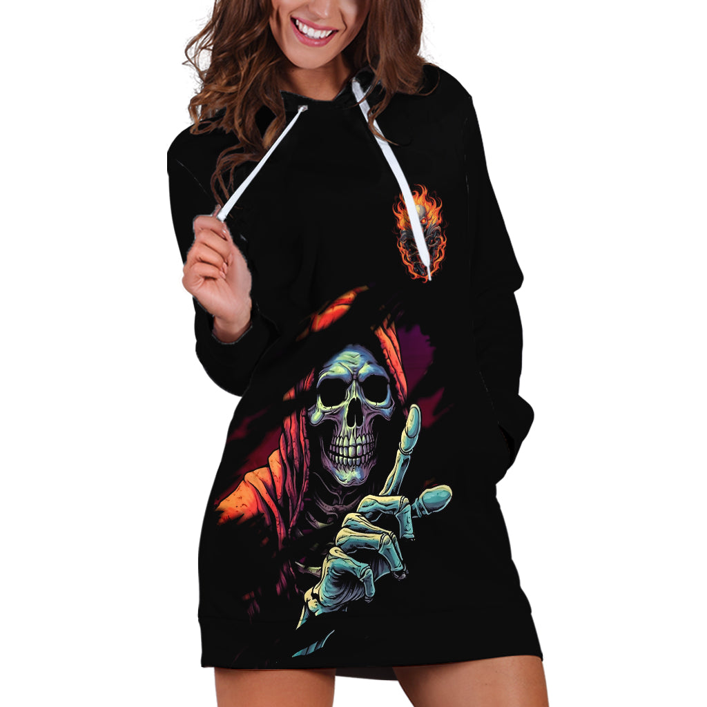 Reaper Skull Hoodie Dress I Can Fix Stupid But It's Gonna Hurt - Wonder Print Shop