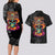 Day Of The Dead Sugar Skull Couples Matching Long Sleeve Bodycon Dress and Hawaiian Shirt Dia De Los Murtos - Wonder Print Shop