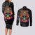 Day Of The Dead Sugar Skull Couples Matching Long Sleeve Bodycon Dress and Long Sleeve Button Shirts Dia De Los Murtos - Wonder Print Shop