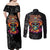 Day Of The Dead Sugar Skull Couples Matching Off Shoulder Maxi Dress and Long Sleeve Button Shirts Dia De Los Murtos - Wonder Print Shop