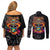 Day Of The Dead Sugar Skull Couples Matching Off Shoulder Short Dress and Long Sleeve Button Shirts Dia De Los Murtos - Wonder Print Shop